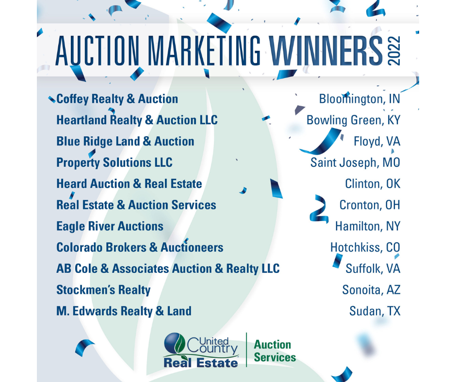 UNITED COUNTRY AUCTION SERVICES CELEBRATES 2022 MARKETING EXCELLENCE