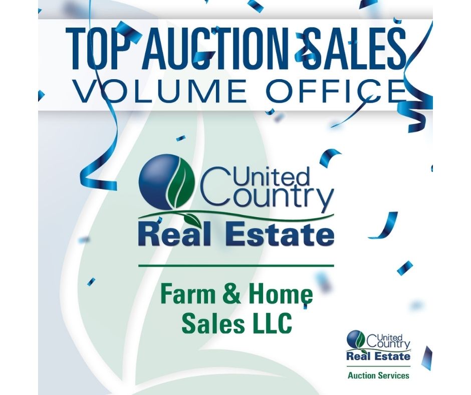 UNITED COUNTRY AUCTION SERVICES ANNOUNCES TOP SALES VOLUME OFFICE
