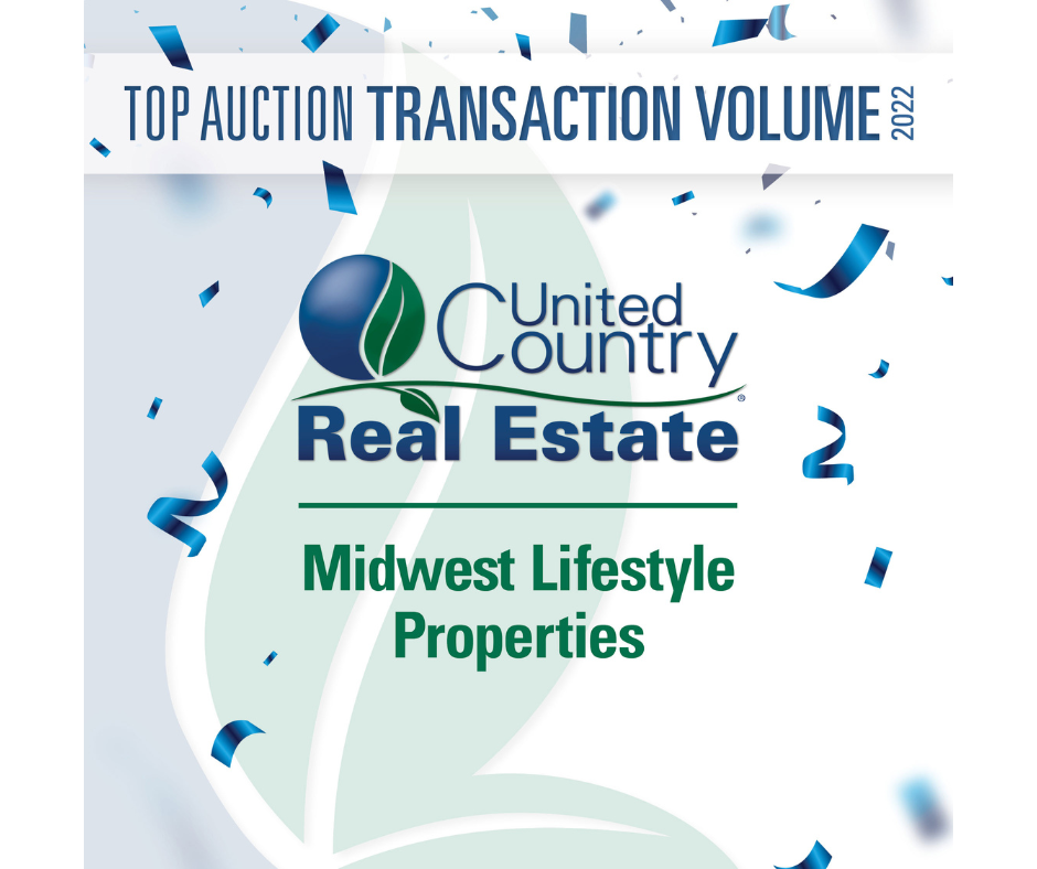 UNITED COUNTRY AUCTION SERVICES ANNOUNCES TOP TRANSACTION VOLUME OFFICE